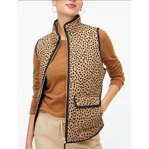 J. Crew Factory Animal Print Puffer Vest with Snap Pockets
